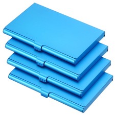 4Pcs Professional Pocket Metal Business Card Case Holder Slim Wallet Blue