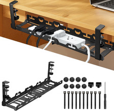 under Desk Cable Management Tray - No Drill Retractable 16-29Inch Underdesk Cabl