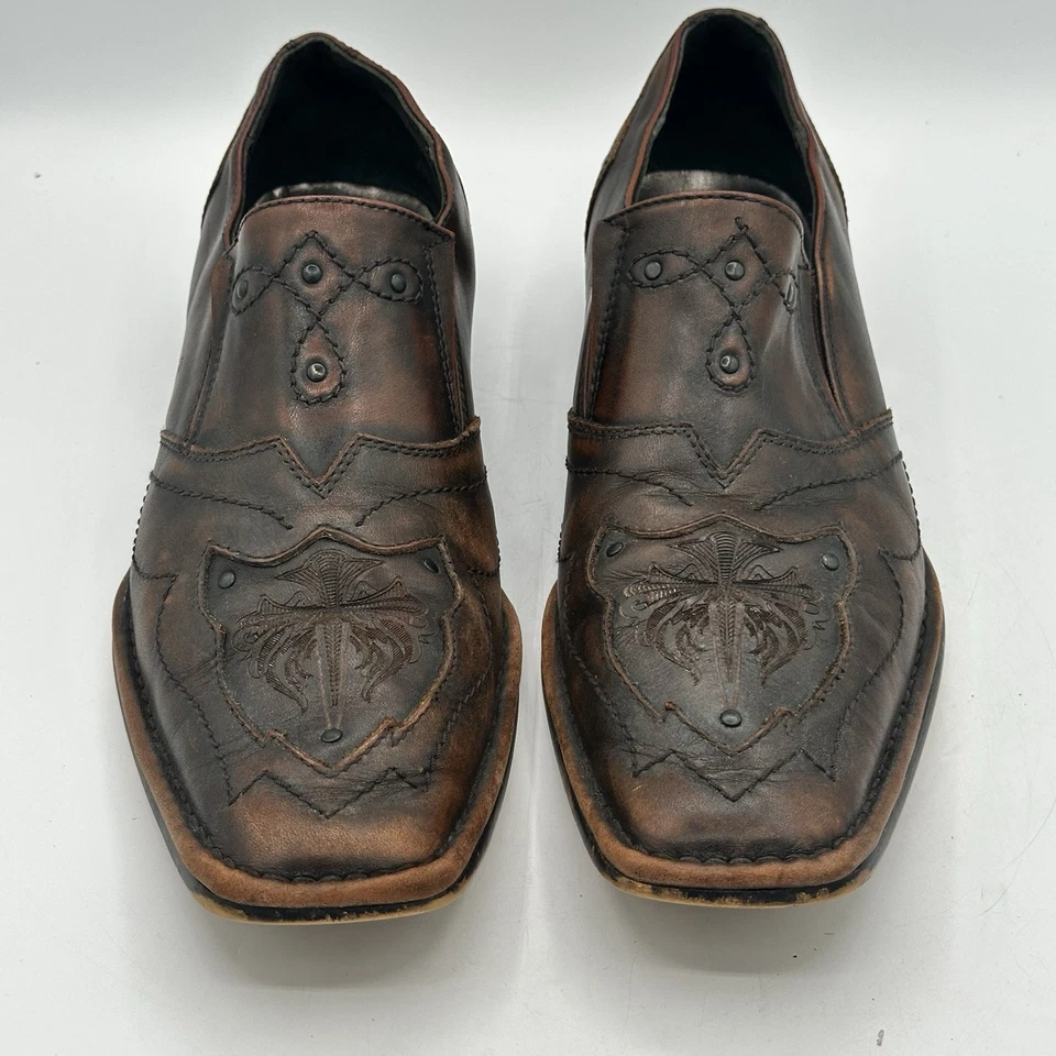 LOUNGE by MARK NASON Mocasines Zapatos Cruz 71765 Marrón Tachuela Hombre Talla 9 Foto 3 de 4