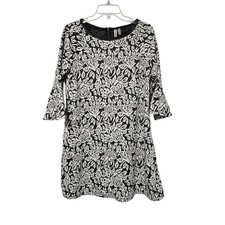 Madison Shift Mini Dress Black White Size Small NEW Work Stretch Floral 