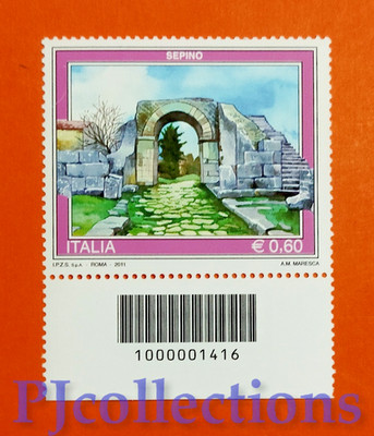 A1376-ITALY- ITALY 2011 TOURIST SERIES - SEPINO   0.60 MNH W/ BARCODE