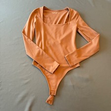 Abercrombie  Fitch Soft AF Collection Square Neck Long Sleeve Bodysuit Brown S