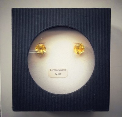 Ohrringe 14 Karat massiv Gold Zitronenquarz Edelstein