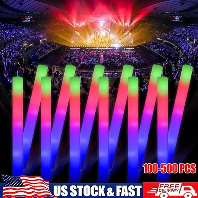 100-500PC Light Up Foam Sticks Wand Rally Batons DJ Flashing Glow Stick fr Party