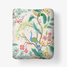 Rifle Paper Co. Peacock Classic Smooth Sateen Fitted Bed Sheet - Blush