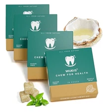 4 Pack WUEIS Remineralizing Chewing Gum Hydroxyapatite Mastic Mint Total 72 Pcs