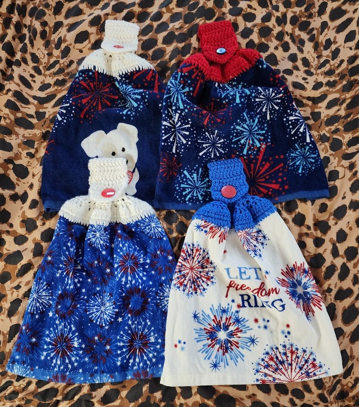 Stove Hanging 4th Of July New Hand Made Dish Towels *Beautiful *