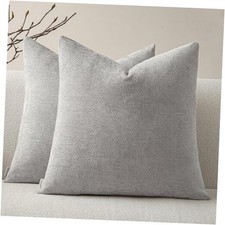 Pack of 2 Decorative Chenille Throw Pillow Covers 18" x 18" Pack of 2 Grey