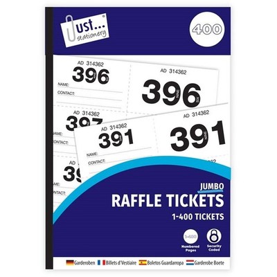 Jumbo Garderobentickets 1-400 | Großes Tombola Ticketbuch | Nummeriert Duplikat St