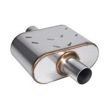Universal Muffler Single 409 Stainless Steel 2.25" Inlet/Outlet Silver