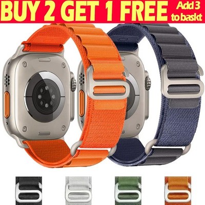 Nylon Armband für Apple Watch Series 4 5 6 7 8 9 10 11 Ultra Alpine Loop 45/49mm