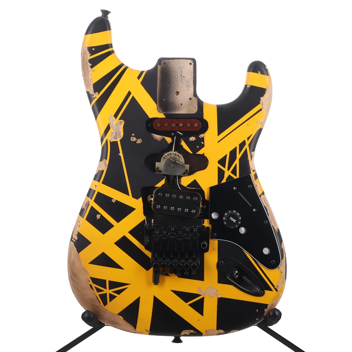 EVH Frankenstein Body LTD ED Striped Series Black Yellow - Bridge Post Damage