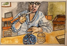 Radishes With A Knife - Watercolor, 5x7  Original Painting - Not a Print