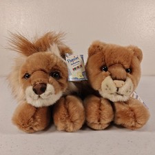 Aurora Flopsies Lion Plush Pair 12 Lion Lioness w Tags Stuffed Animal Set