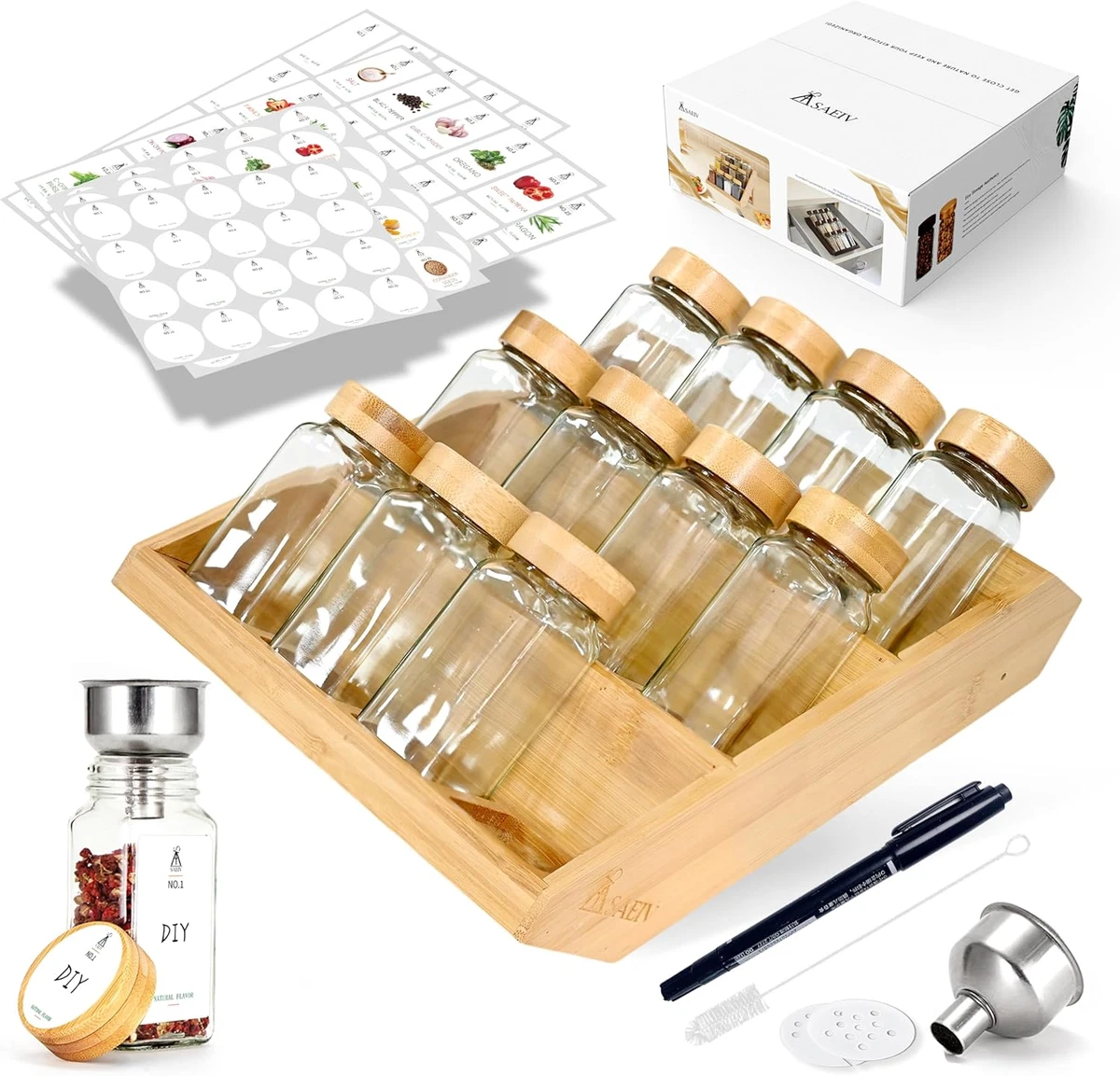 STELLSTAR Portaspezie A Parete In Bambù A 3 Livelli: Organizzatore Per Cucina, Dispensa O Bancone, Naturale E Resistente