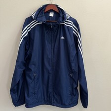 Vintage Y2K adidas Blue Fully Lined Hooded Track Jacket Men's Sz. Large