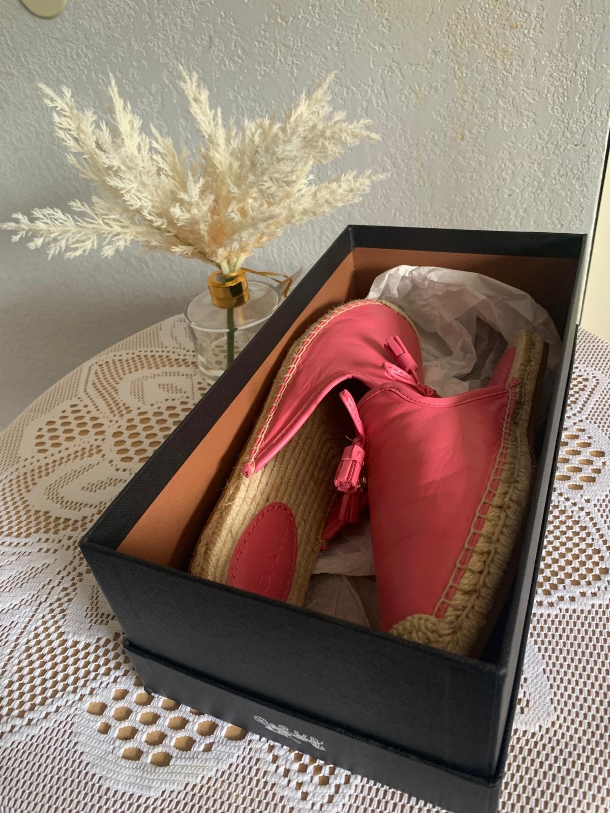 PANTOFOLA D’ORO Espadrillas Coach Cassidy rosa nuove con scatola taglia 8B scivoli nappa piatta mulo