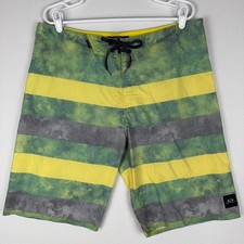 Oakley Voyage Nomad O Hydrolix Board Shorts Mens 36 Yellow Green Stripe Surf