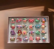Kids Girls Play Rings 24 Box Jewel Set Colorful Adj Dress Up Princess Jewelry