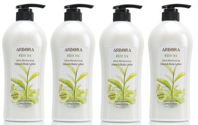 ARBORA Pack of 4 Hand & Body Lotion WHITE TEA 25.4OZ/750ML