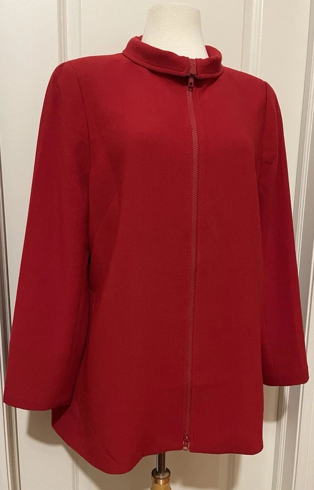 Nina Mclemore Red Wool Blend Blazer Sz-L~Beautiful-Classy~ - Image 2 of 4