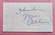 MEL ALLEN Signed Auto 4X6 Paper NY Yankees Legend Broadcaster BAS Beckett