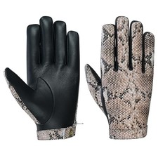 Python Snake Embossed Leather Driving Gloves Full Finger Car X-Large Beige