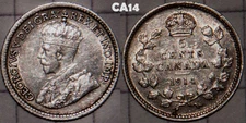 Silver 1914 Canada Dime 5 Cents XF Extra Fine King George Bullion Sterling 925