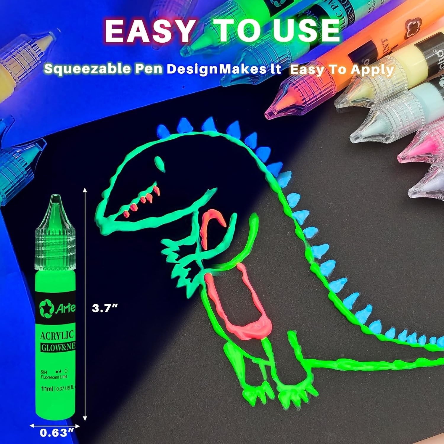 Glow in the Dark Paint 18 Colors, 11 Ml Acrylic Paint for Decoration, Outdoor an