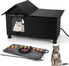 Extra Large Heated Cat House for outside in Winter, Elevated Outdoor Cat House W
