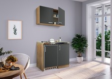 Cucina mini cucina singola angolo cottura dispensa rovere grigio Levin 100 cm Respkta