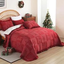 King Size Christmas-Themed Bedding Set with Pillowcases & Reversible Bedspread