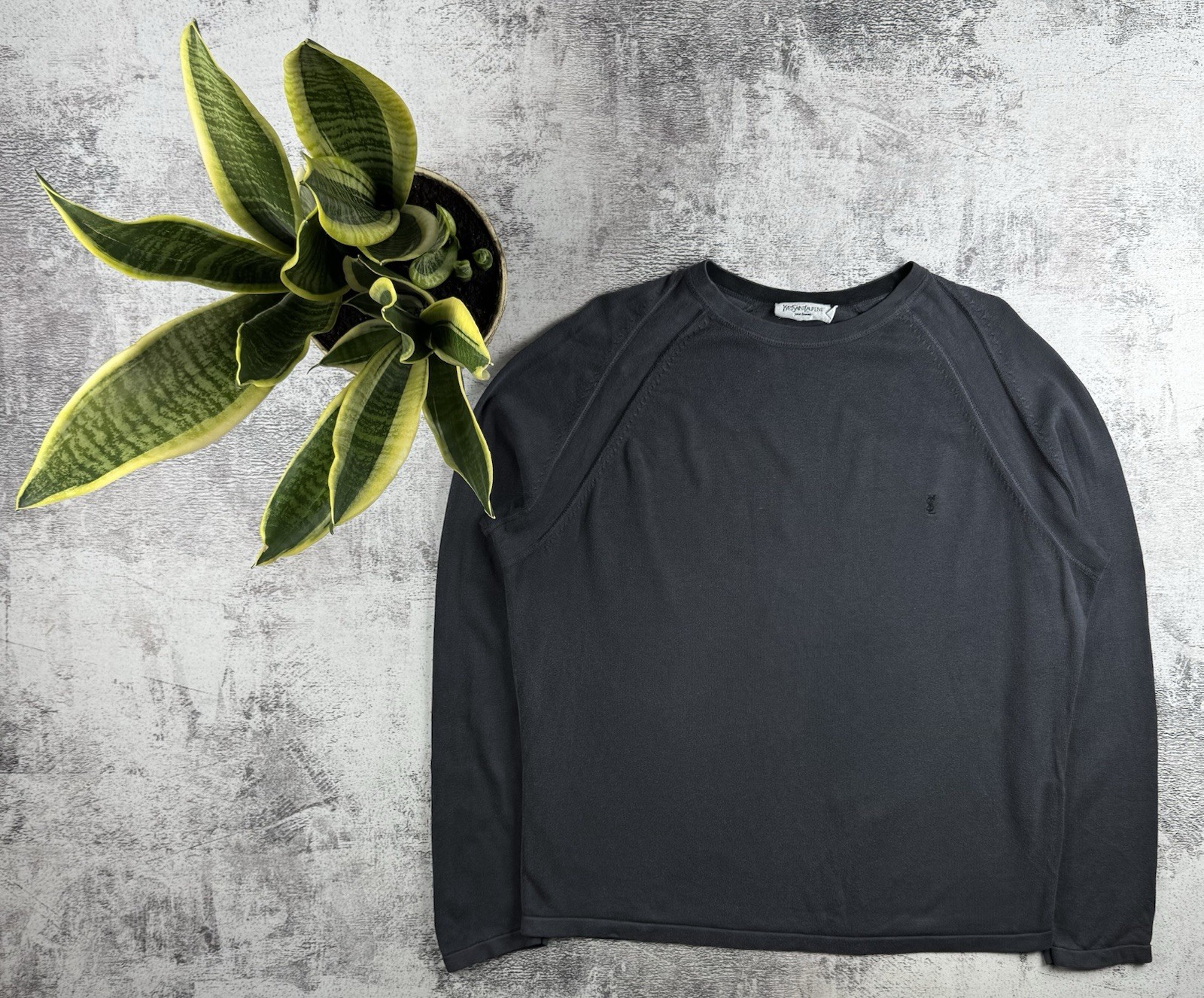 Maglione pullover felpa di lusso Yves Saint Laurent YSL maglia vintage grigio XXL