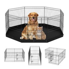 Dog Playpen,8 Panels Foldable Metal Dog Exercise Pen with Bottom Pad,24" H Pet