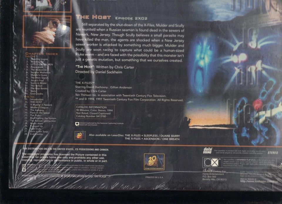 THE X FILES - Little Green Men + The Host - FOX 90s TV laserdisc - Duchovny - Image 4 of 4
