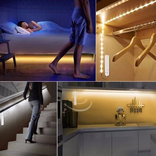 PIR Motion Sensor LED Strip Light battery Kitchen Under Cabinet Stair Wardrobe - Picture 10 of 14