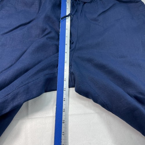 Charter Club Linen Pants Womens Size Large Petite PL Navy Blue Pockets New - Picture 6 of 8