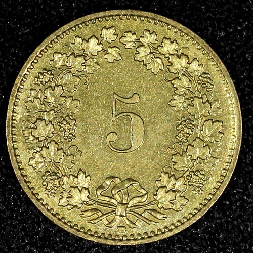 Switzerland Aluminum-Bronze 1995 B 5 Rappen UNC KM# 26c (22 852) - 第 3/3 張圖片