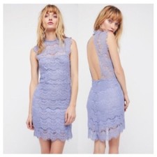 NEW FREE PEOPLE Purple Daydream Lace Mini Dress Size Large 