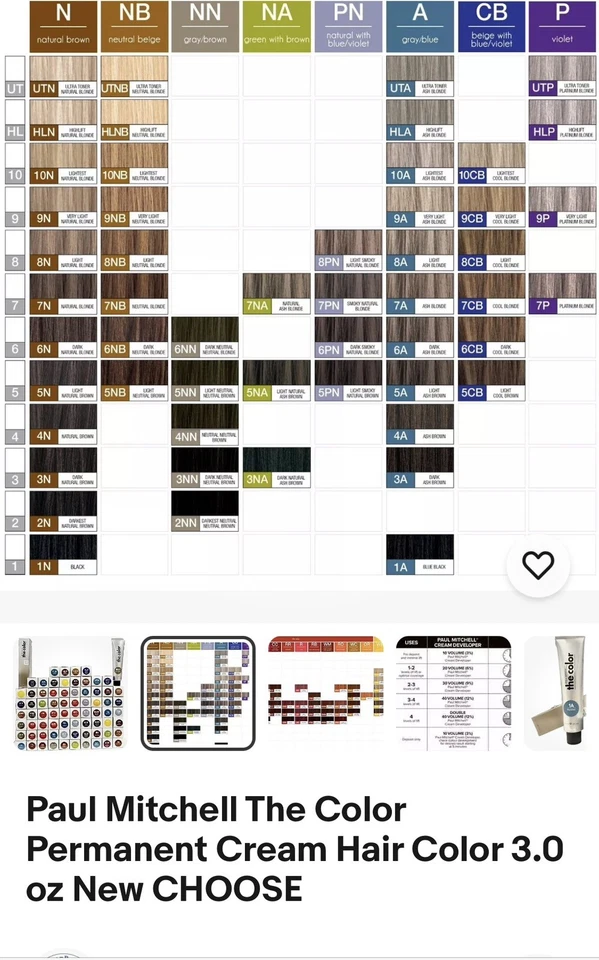 Crema permanente Paul Mitchell The Color color color de cabello 3 oz Foto 2 de 4