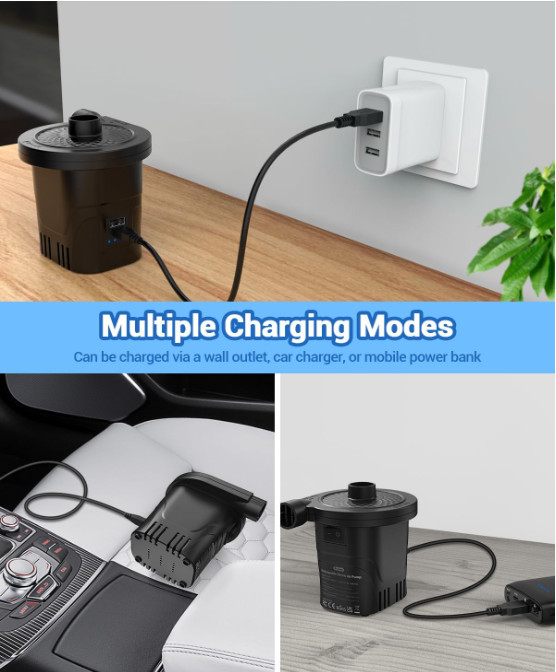 Dr.meter Air Pump – Rechargeable 4000mAh for Pools, Boats, Airbeds