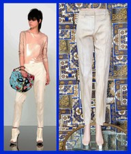 Resort 2013 Look # 2 VERSACE BEIGE CLASSIC 100% SILK PANTS size 40 - 4