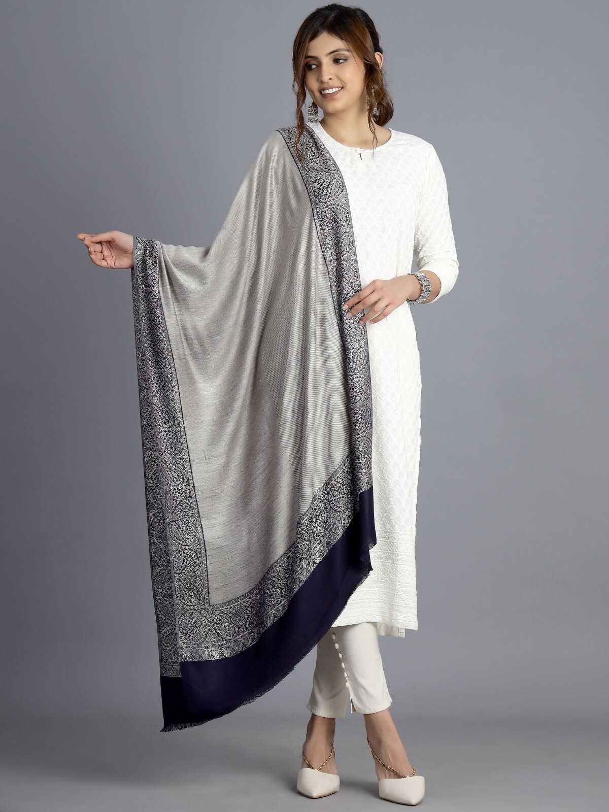 Stola Pashmina Color Argento Stola Grigia Stola Grigio Antracite