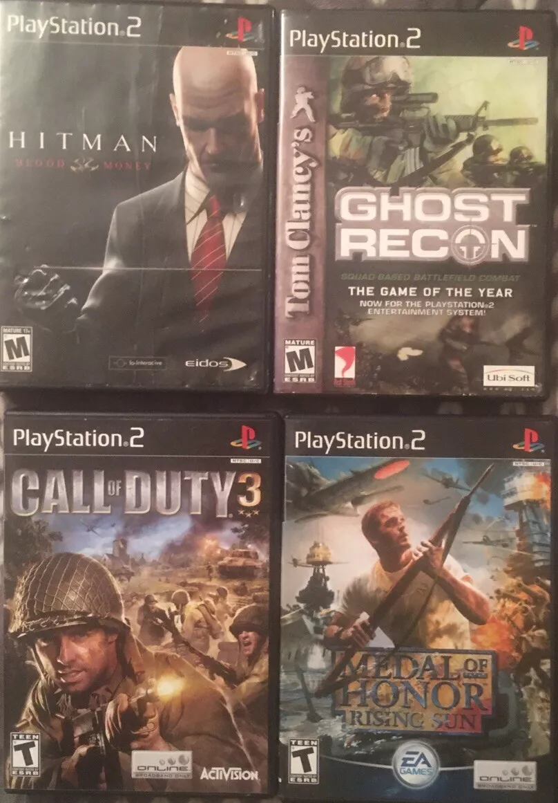 Playstation 2 Shooter Game Lot Of 4 HitMan-Ghost Recon-COD3-Medal Of Honor