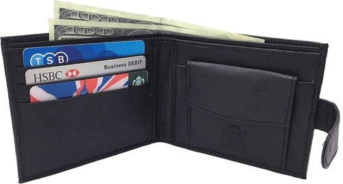 PORTAFOGLIO UOMO RFID LUSSO MORBIDO NERO VERA PELLE PORTA CARTE DI CREDITO BORSELLO 421 - Foto 3 di 7