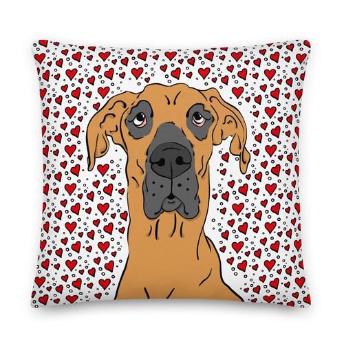 Fawn Great Dane Dog Pillow Pet Portrait Valentines Day Gift Holiday Decor - Picture 12 of 12