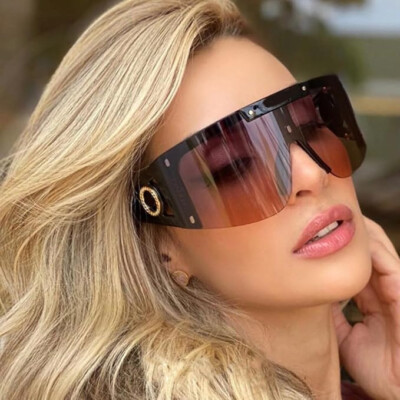 Sunglasses Women Oversized Wrap Around Shield  UV Protection Retro Shades Female