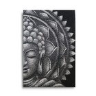 Grey Half Buddha Head / Mandala Painting With Brocade Detail 60x80cm - FREE P&P