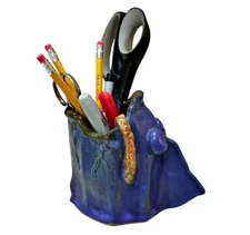 OOAK Handmade Pottery Fish Planter Vase Pen Pencil etc Holder Hobbyist Cruze 10