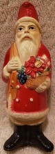 VINTAGE 1930'S CELLULOID SANTA CLAUS CHRISTMAS BABY RATTLE 5" TALL MADE IN JAPAN